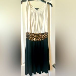 Express Black, White, and Leopard Dress